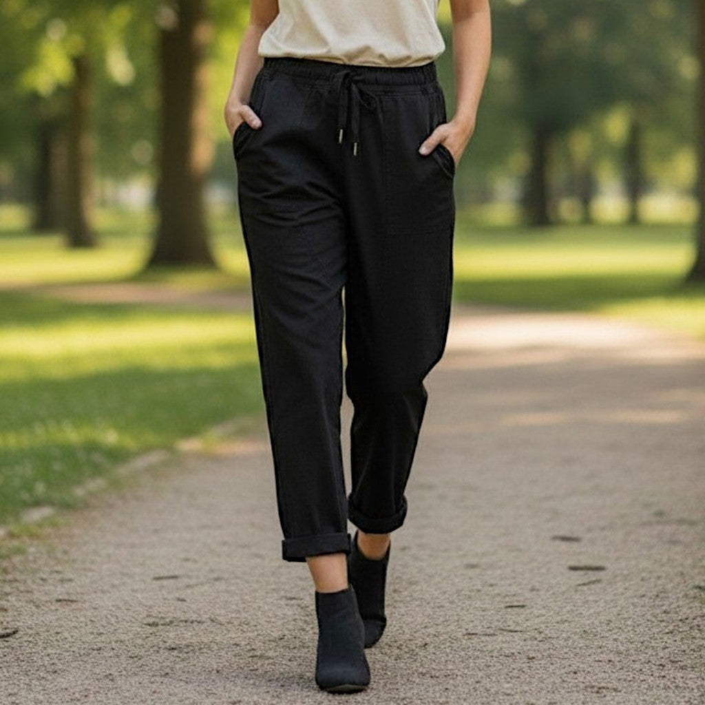 CLARISSA COTTON ELASTANE BARREL PANTS