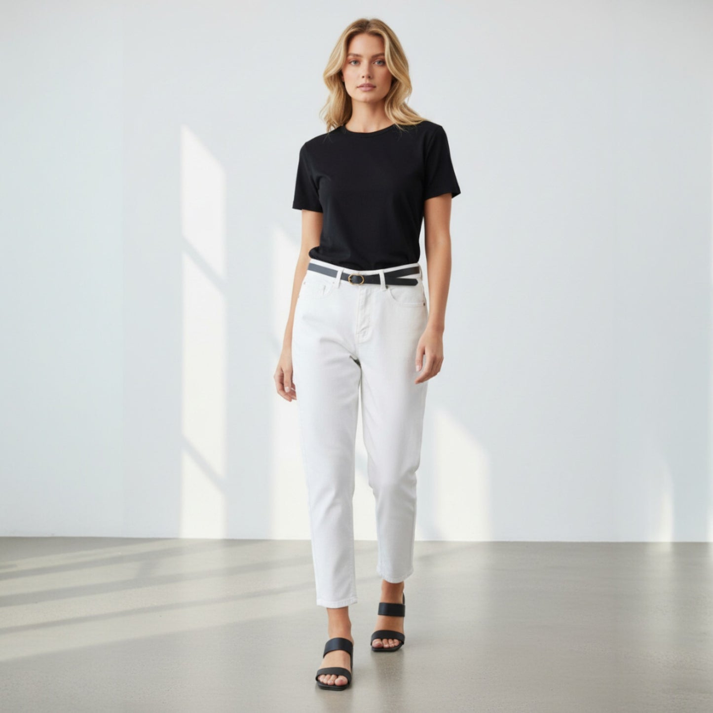 AUDREY COTTON FLARE BELT JEANS