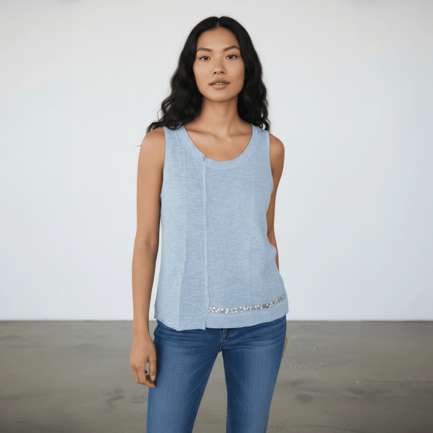 COTTON KNIT VEST SEQUIN DETAIL