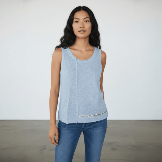 COTTON KNIT VEST SEQUIN DETAIL