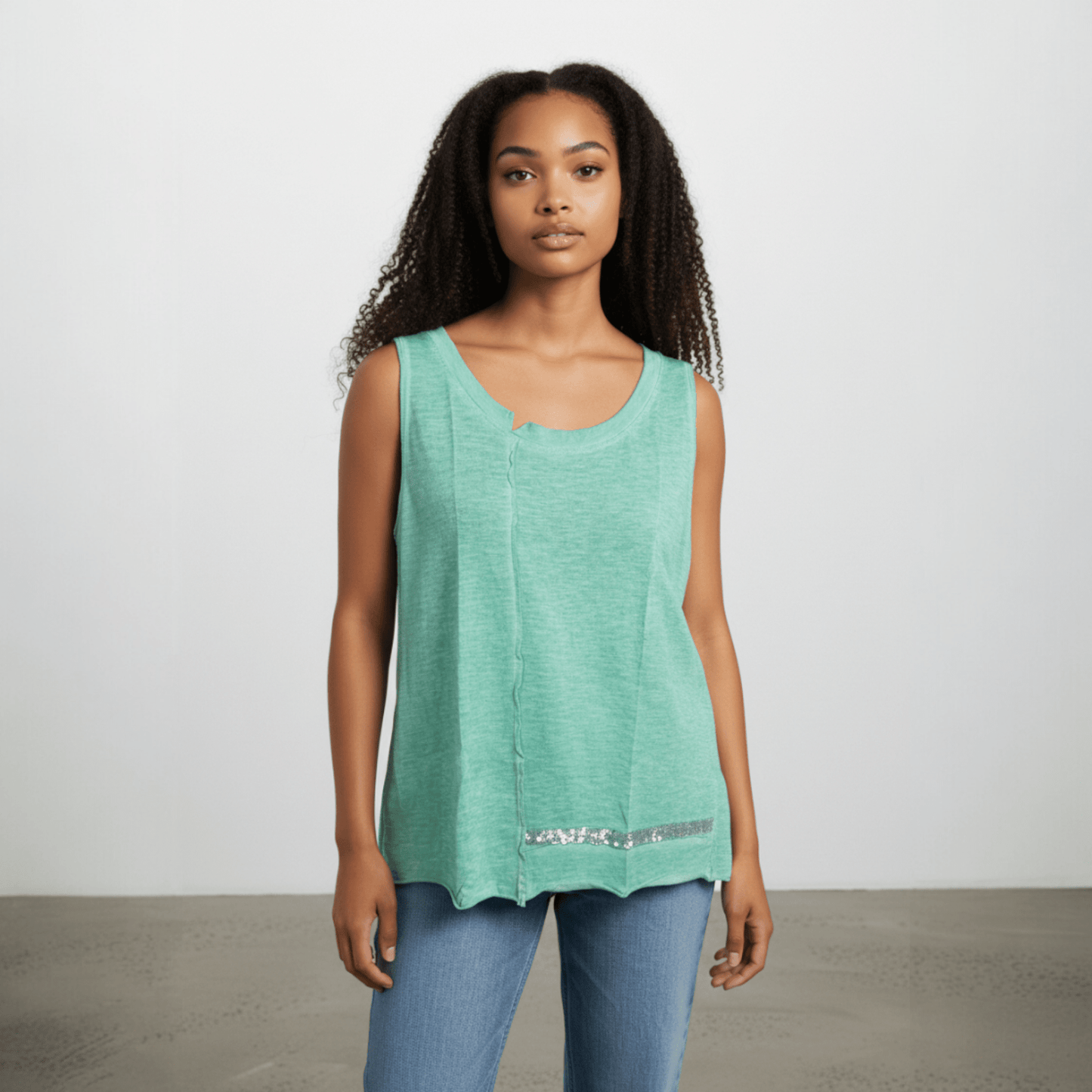 COTTON KNIT VEST SEQUIN DETAIL