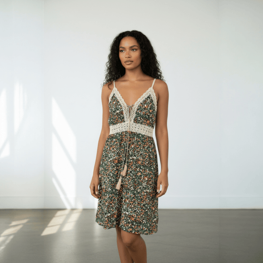 VISCOSE FLORAL SHORT DRESS