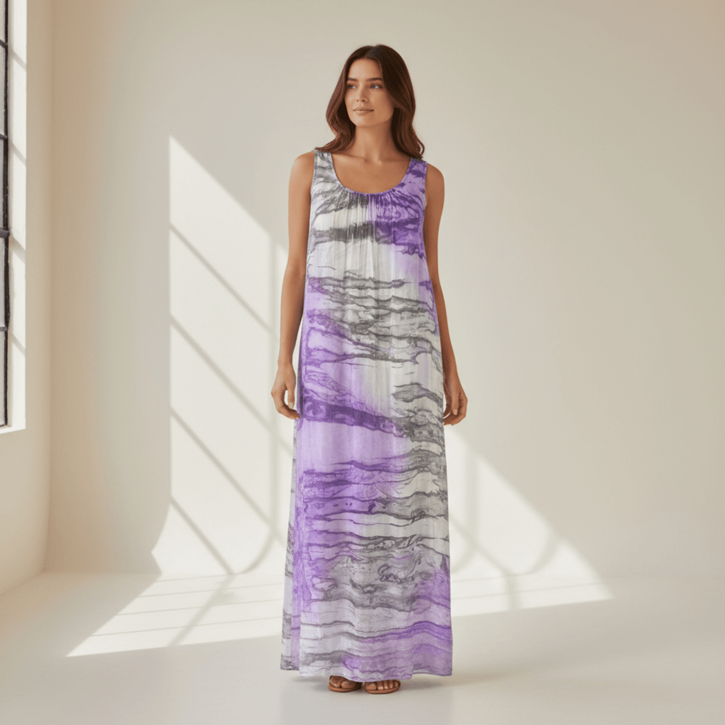 SILK TIE DYE VEST MAXI DRESS