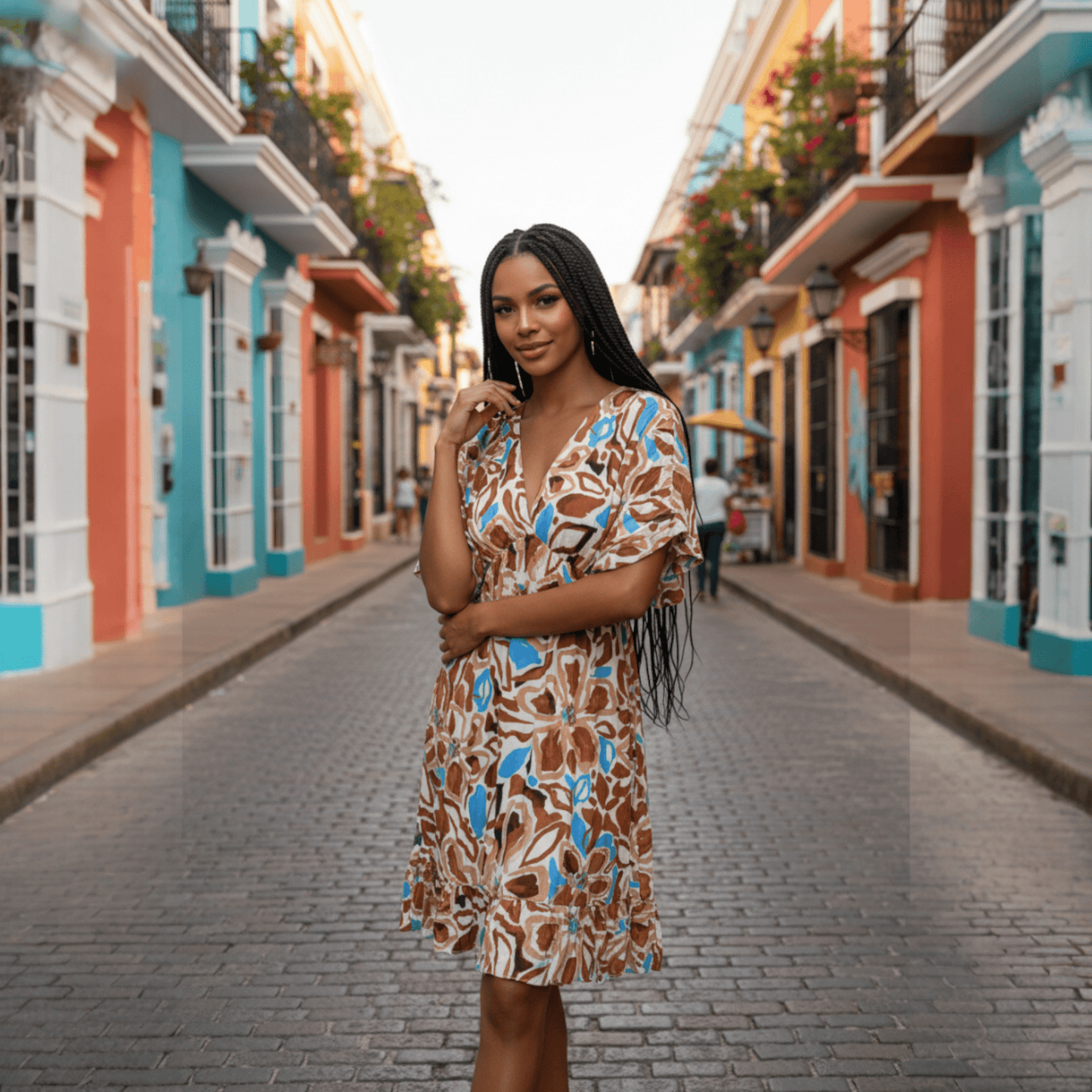 VISCOSE ELASTIC PRINT DRESS