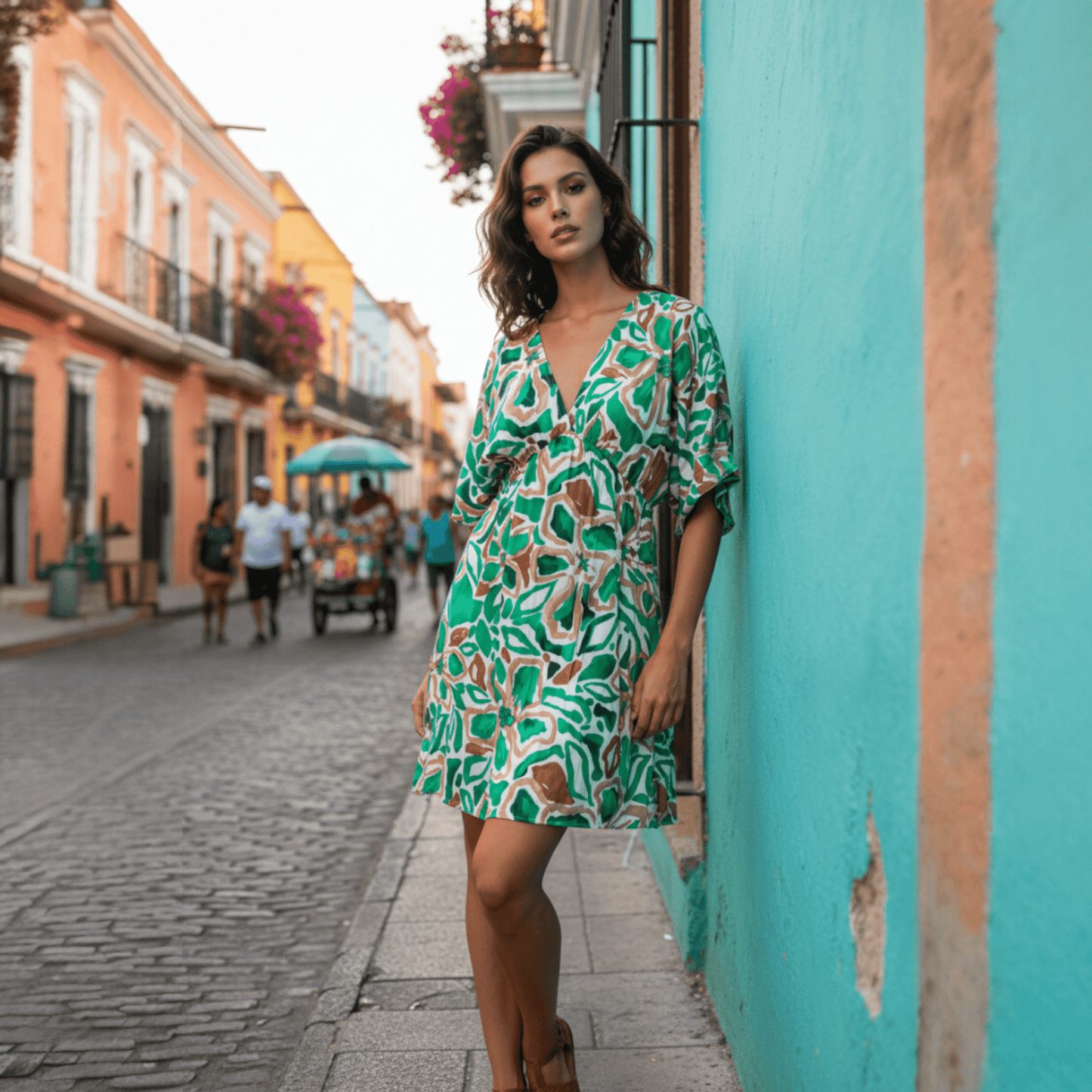 VISCOSE ELASTIC PRINT DRESS