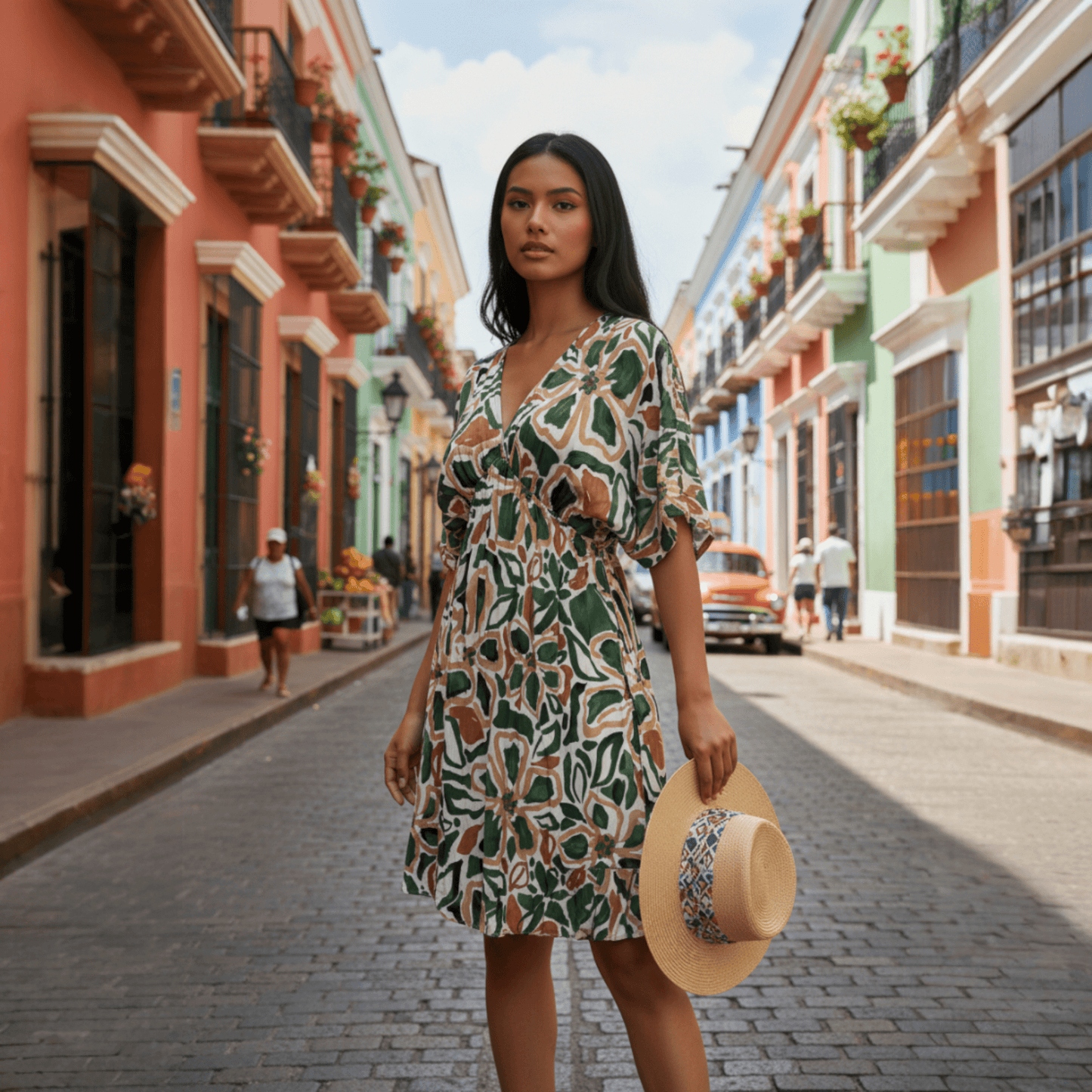 VISCOSE ELASTIC PRINT DRESS