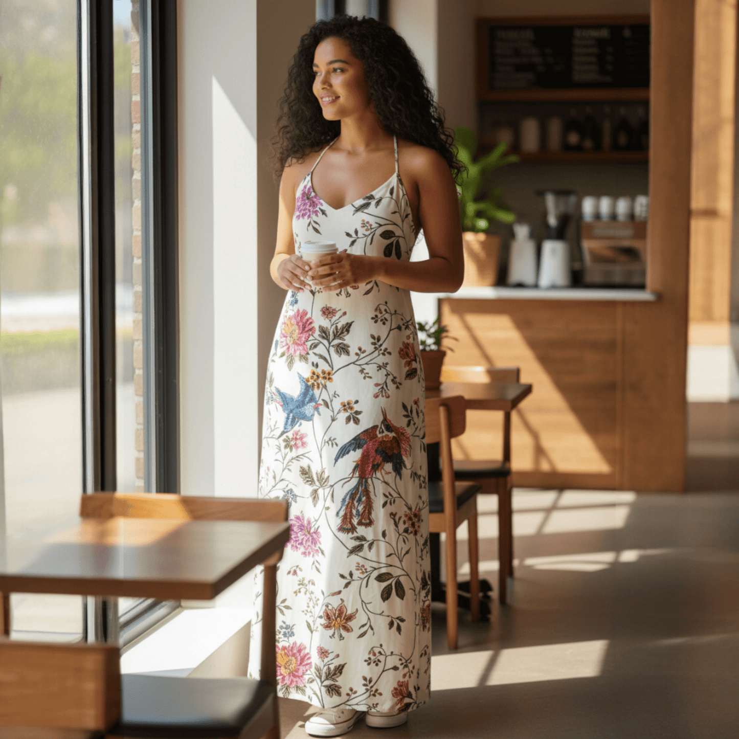 VISCOSE FLORAL CAMI MAXI DRESS