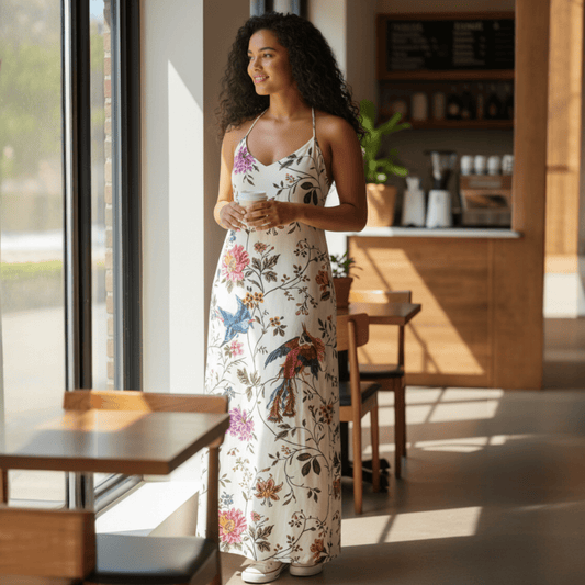 VISCOSE FLORAL CAMI MAXI DRESS