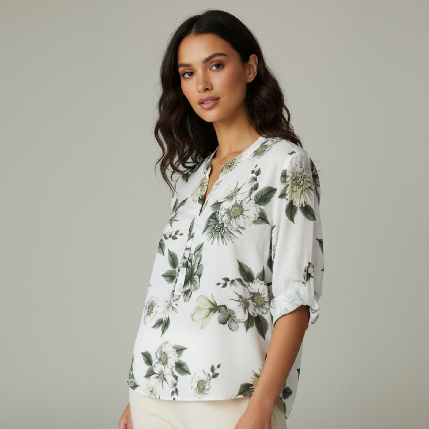 ELENA COTTON VISCOSE FLORAL SHIRT