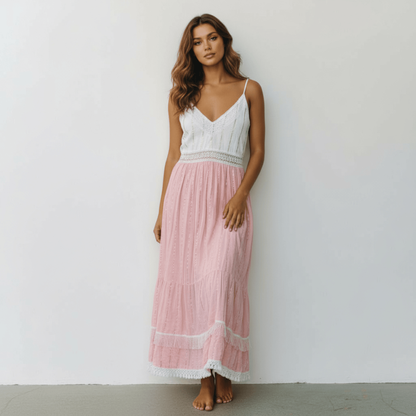 NUALA VISCOSE LUREX MAXI DRESS