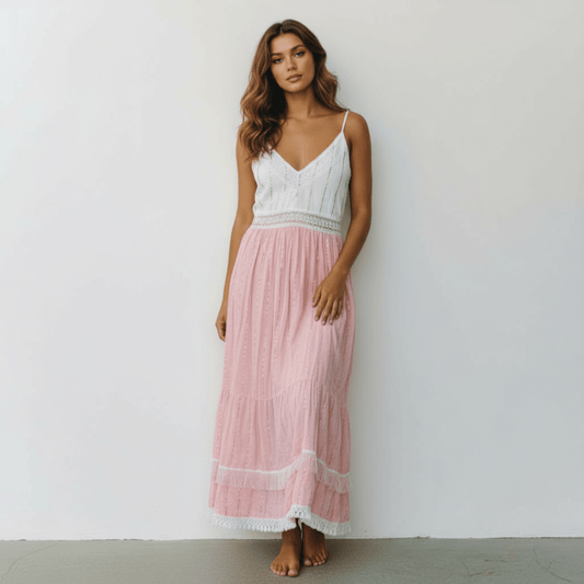 NUALA VISCOSE LUREX MAXI DRESS