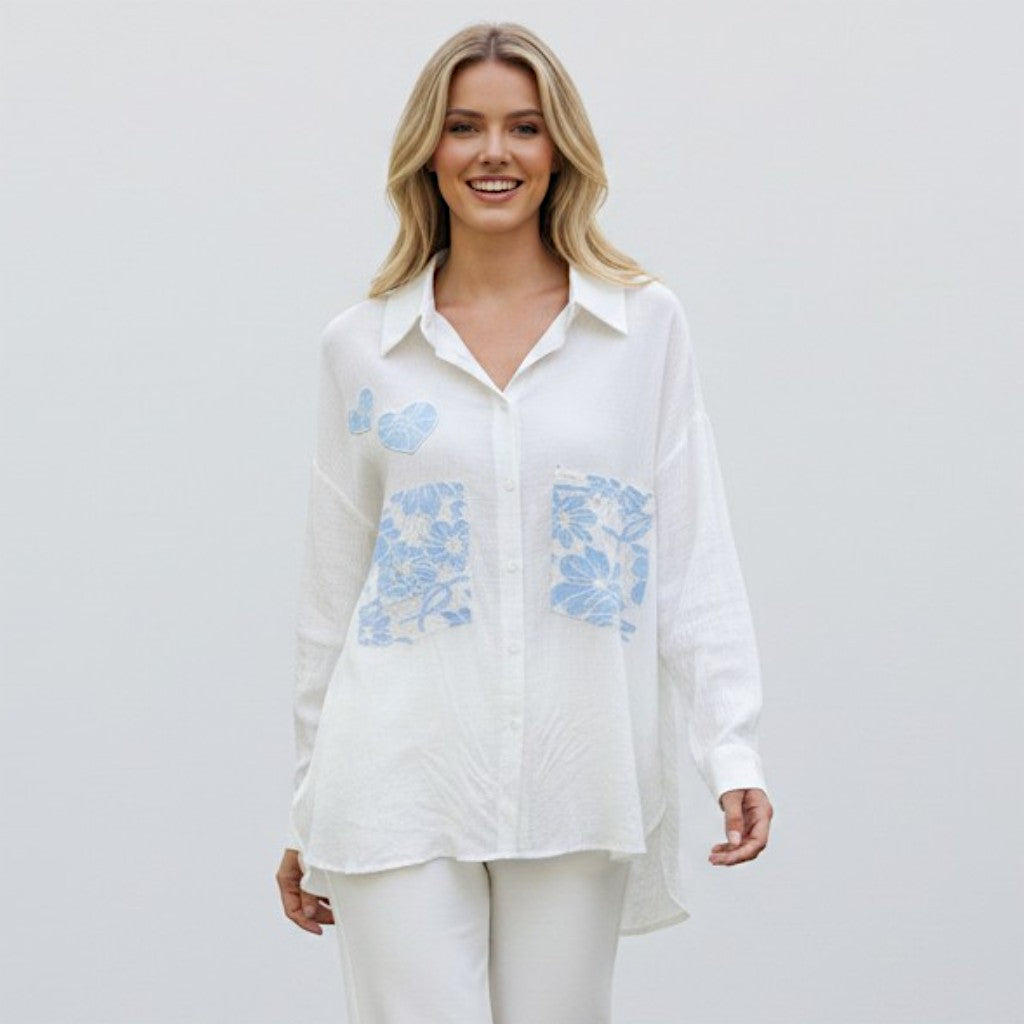 BESSY VISCOSE COTTON HEART SHIRT