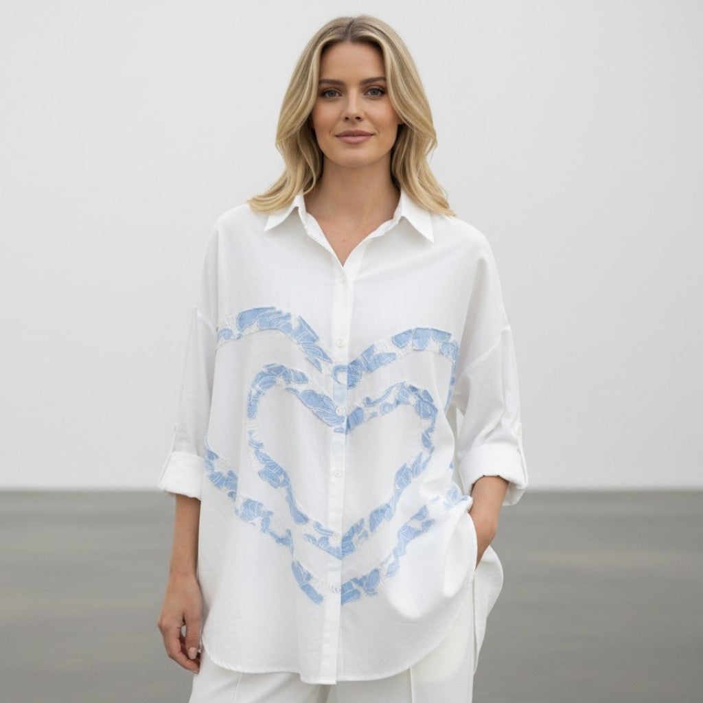 BERTHA VISCOSE COTTON BIG HEART SHIRT