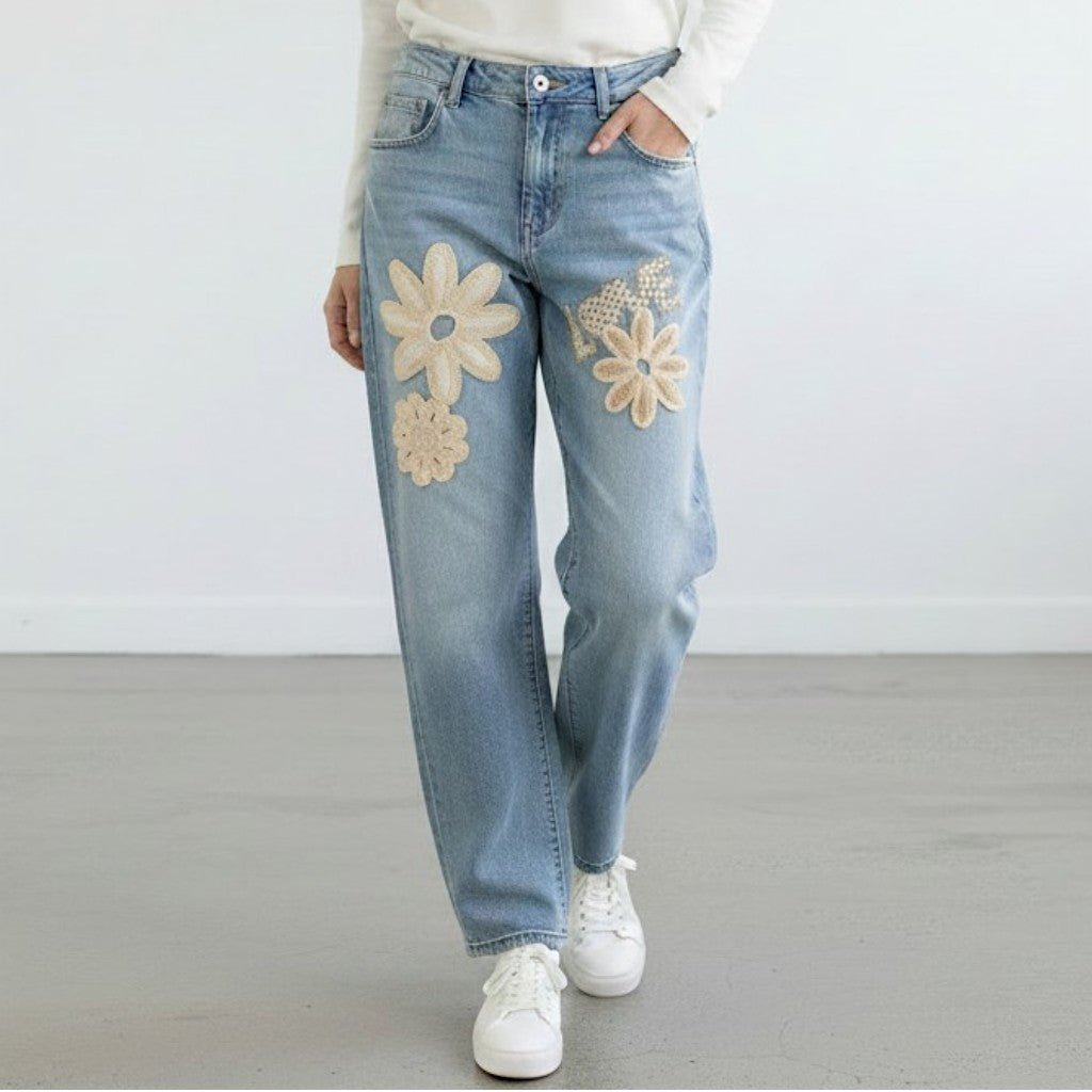 GWENDOLINE FLOWER JEANS DENIM