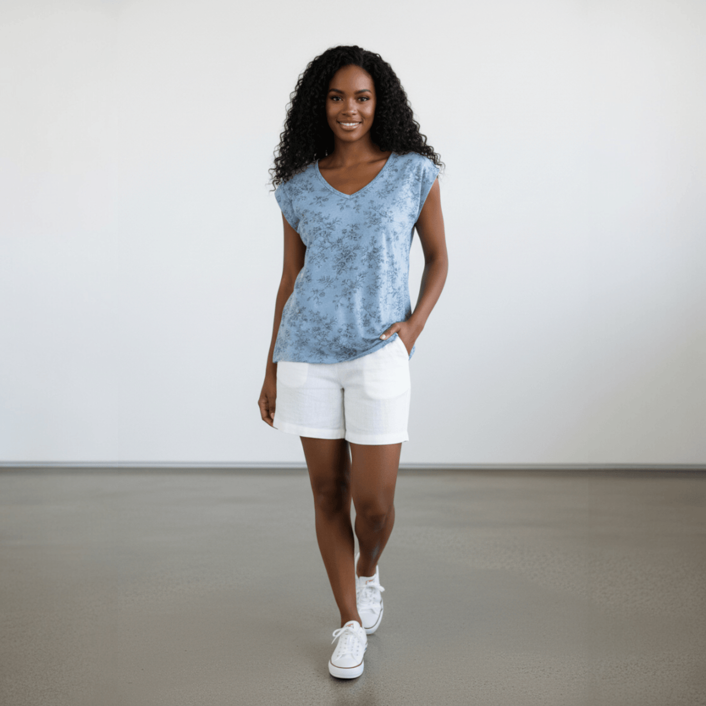 COTTON LYCRA PRINTED BLOUSE