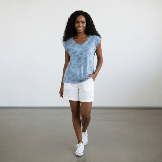 COTTON LYCRA PRINTED BLOUSE