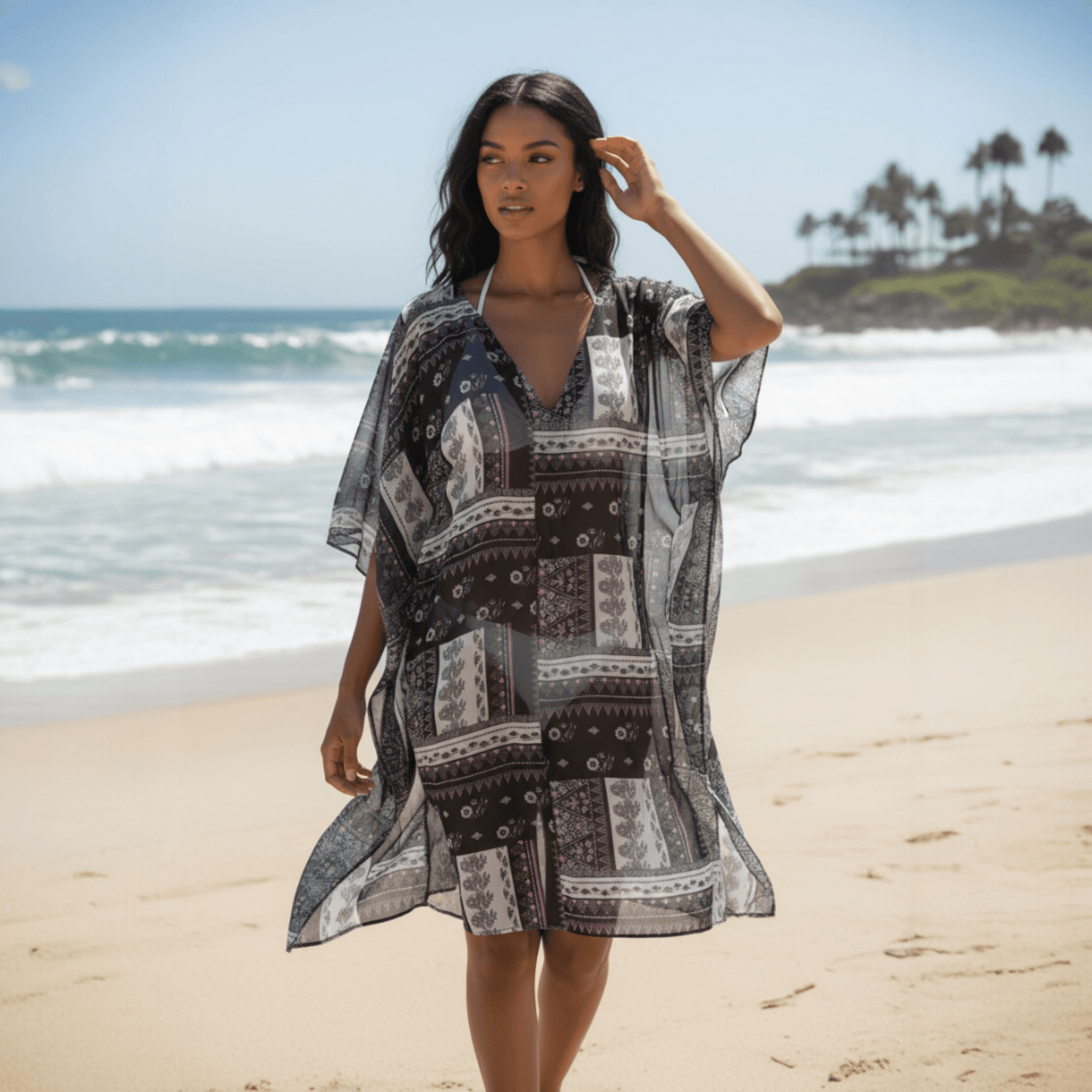 SHORT PRINT GEORGETTE KAFTAN