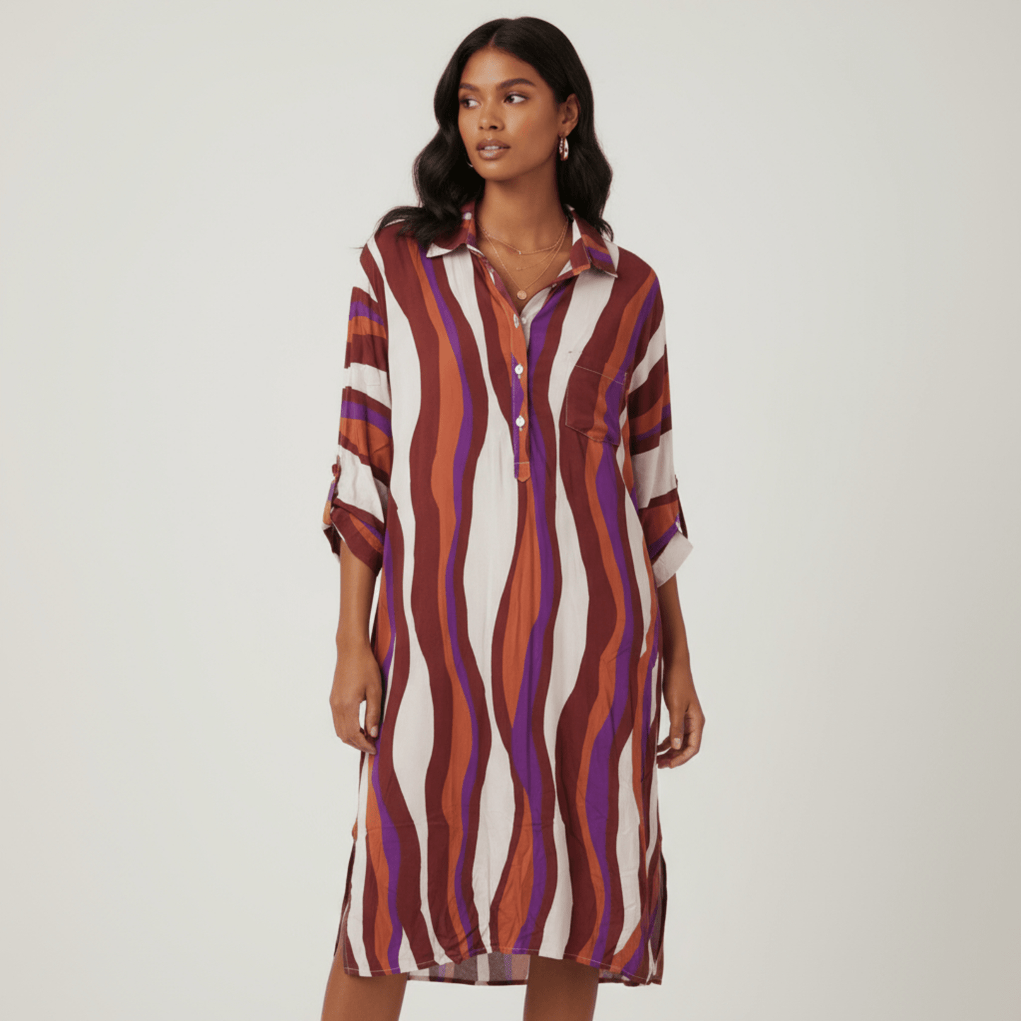 VISCOSE DRESS SHIRT WITH SLITS