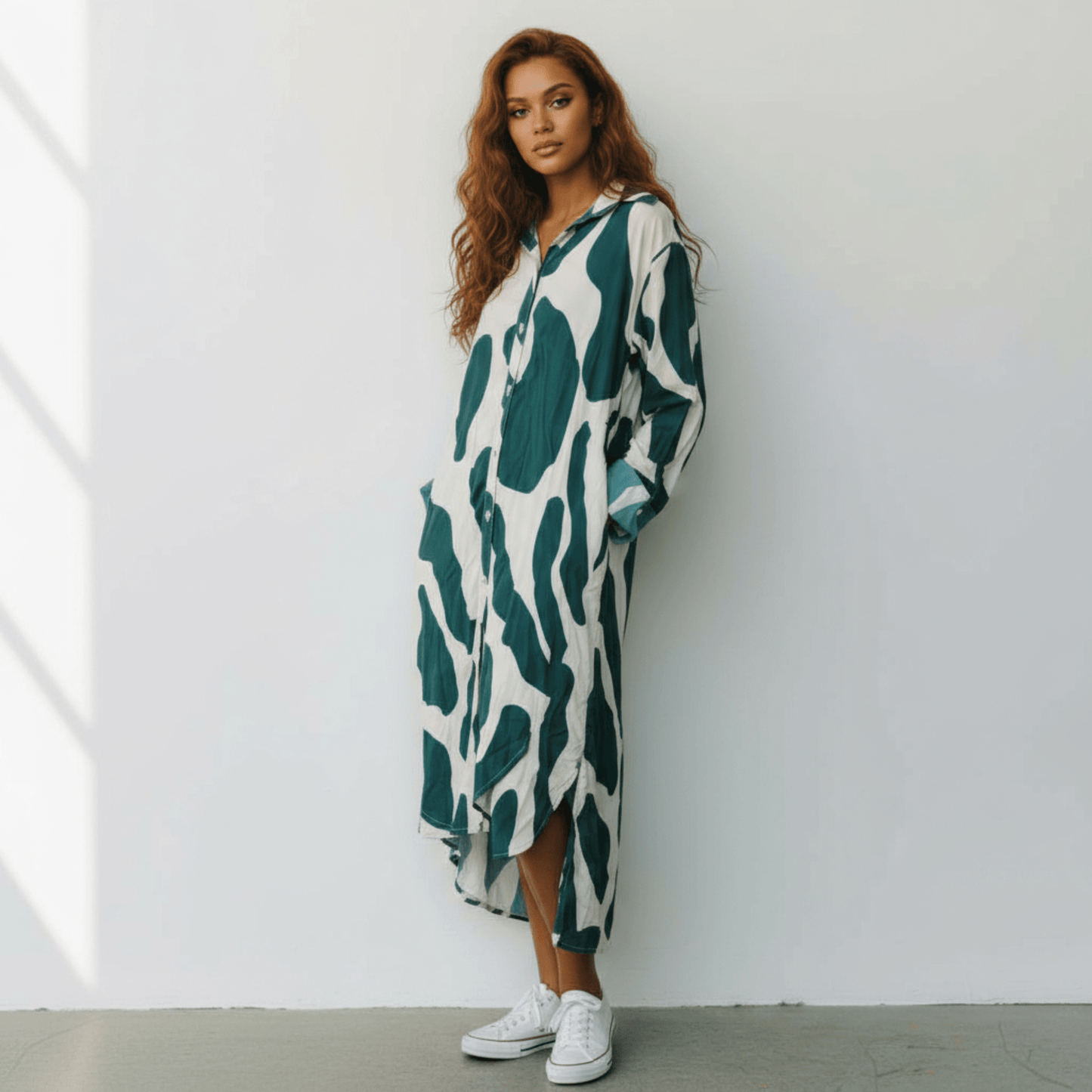 LORELAI VISCOSE PRINTED SHIRT DRESS