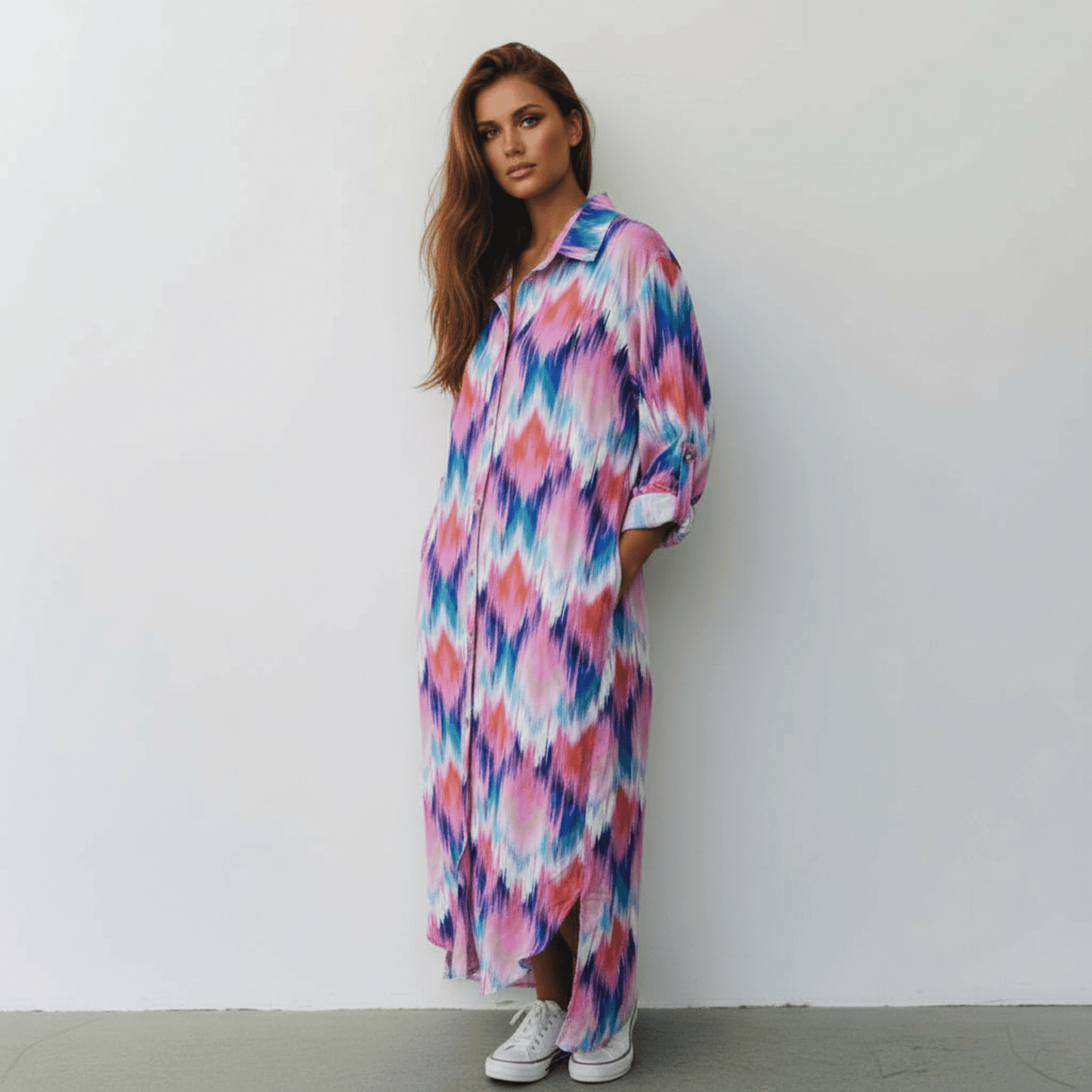 LORELAI VISCOSE PRINTED SHIRT DRESS