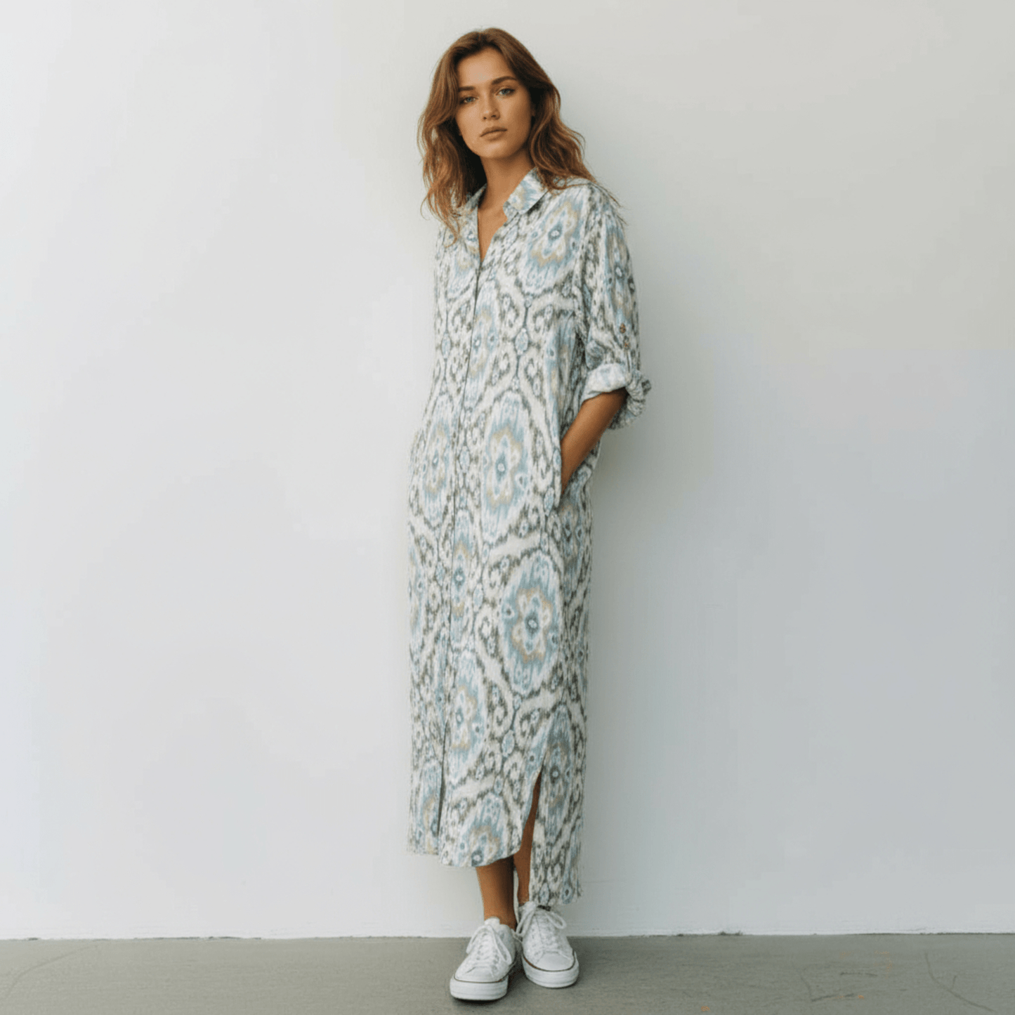 LORELAI VISCOSE PRINTED SHIRT DRESS