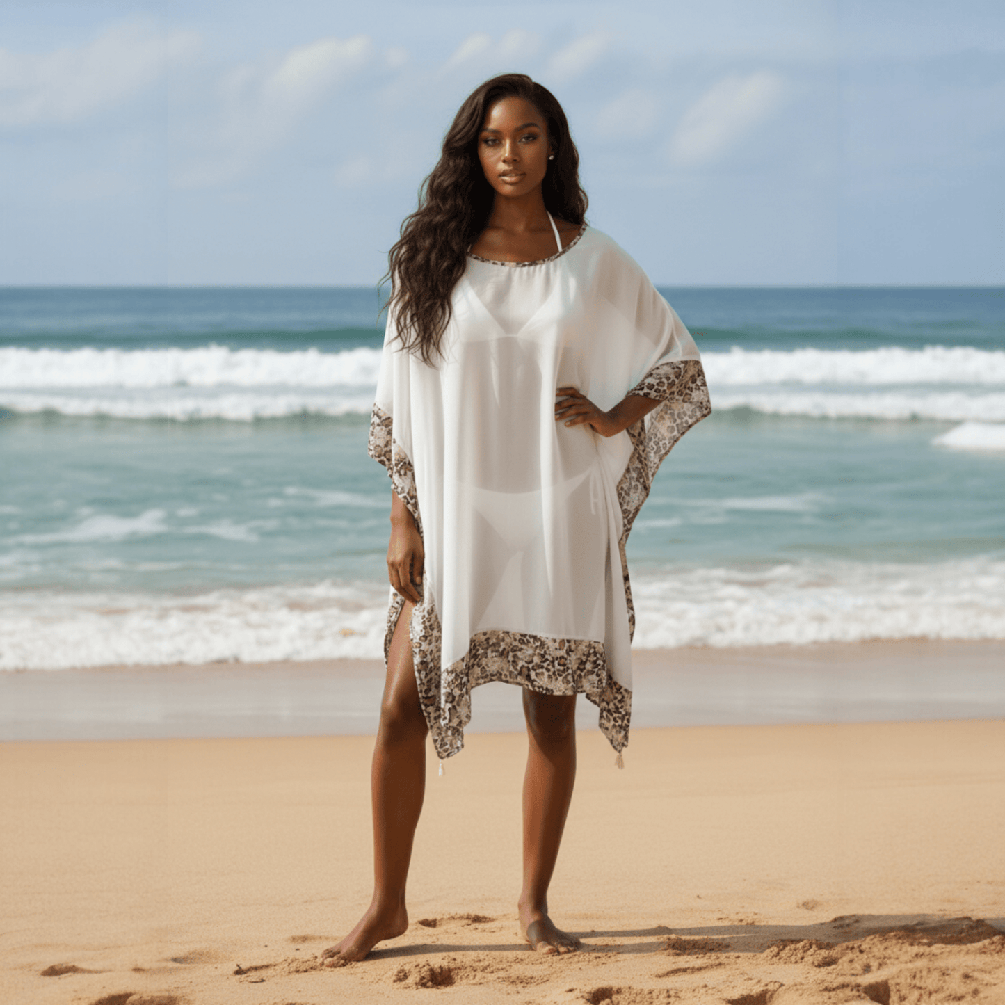 TALOOSHKA GEORGETTE BORDER KAFTAN