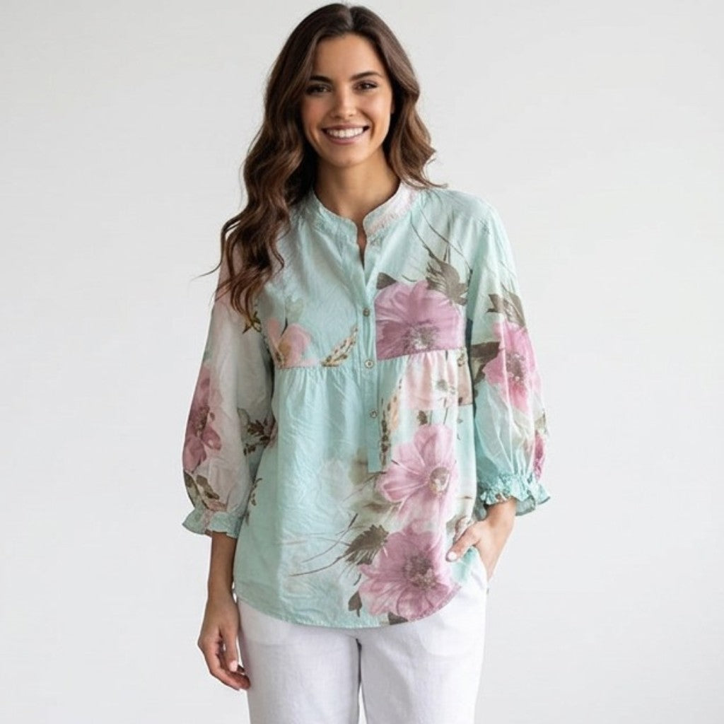 NORAH COTTON VISCOSE FLOWER SHIRT