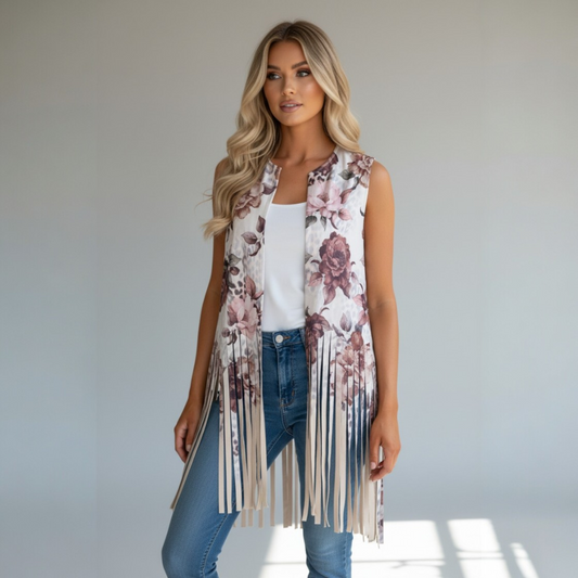 NYLA VISCOSE POLY PRINTED TASSLE JERSEY