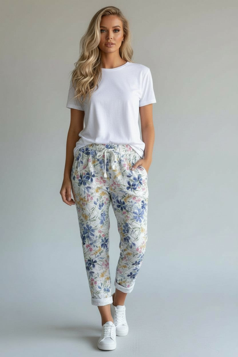 BRIDIE VISCOSE ELASTANE FLORAL PANTS