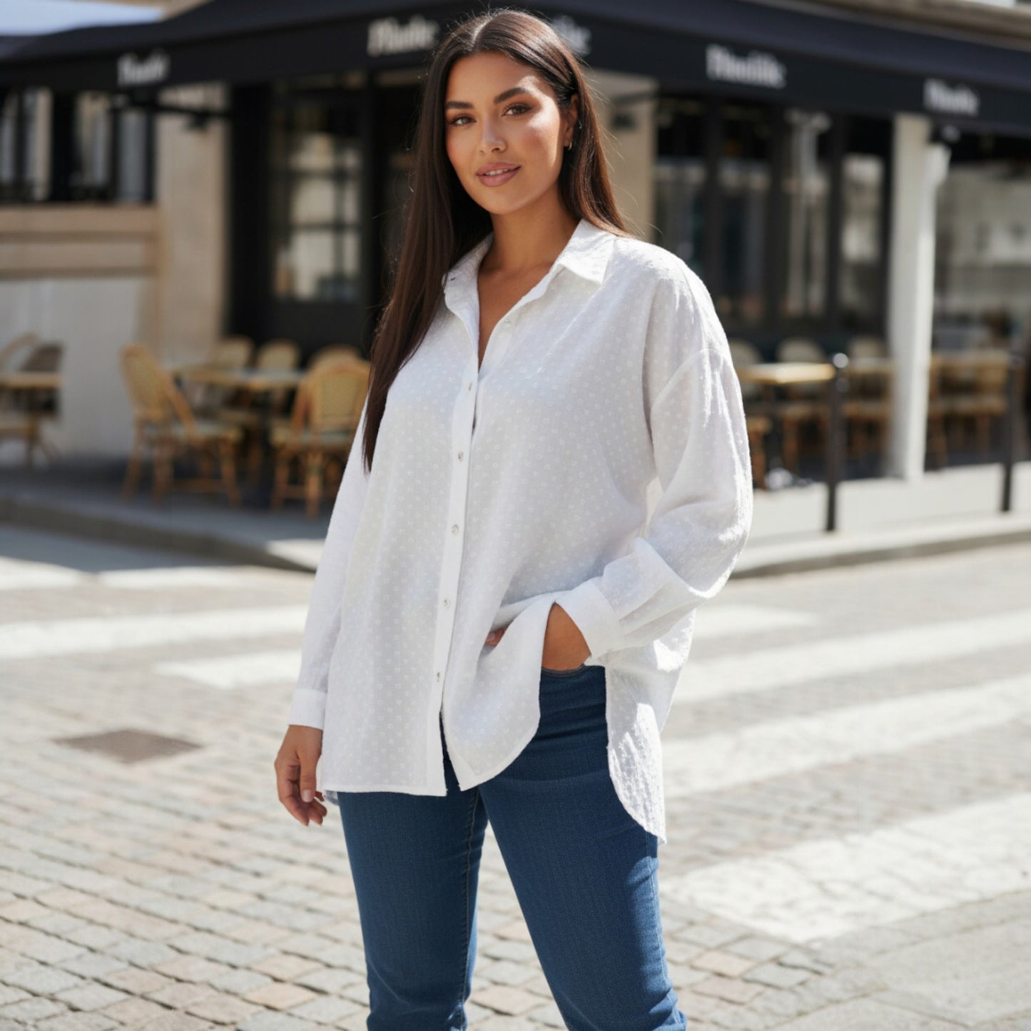 FATIMA ANGLEIS COTTON SHIRT DRESS