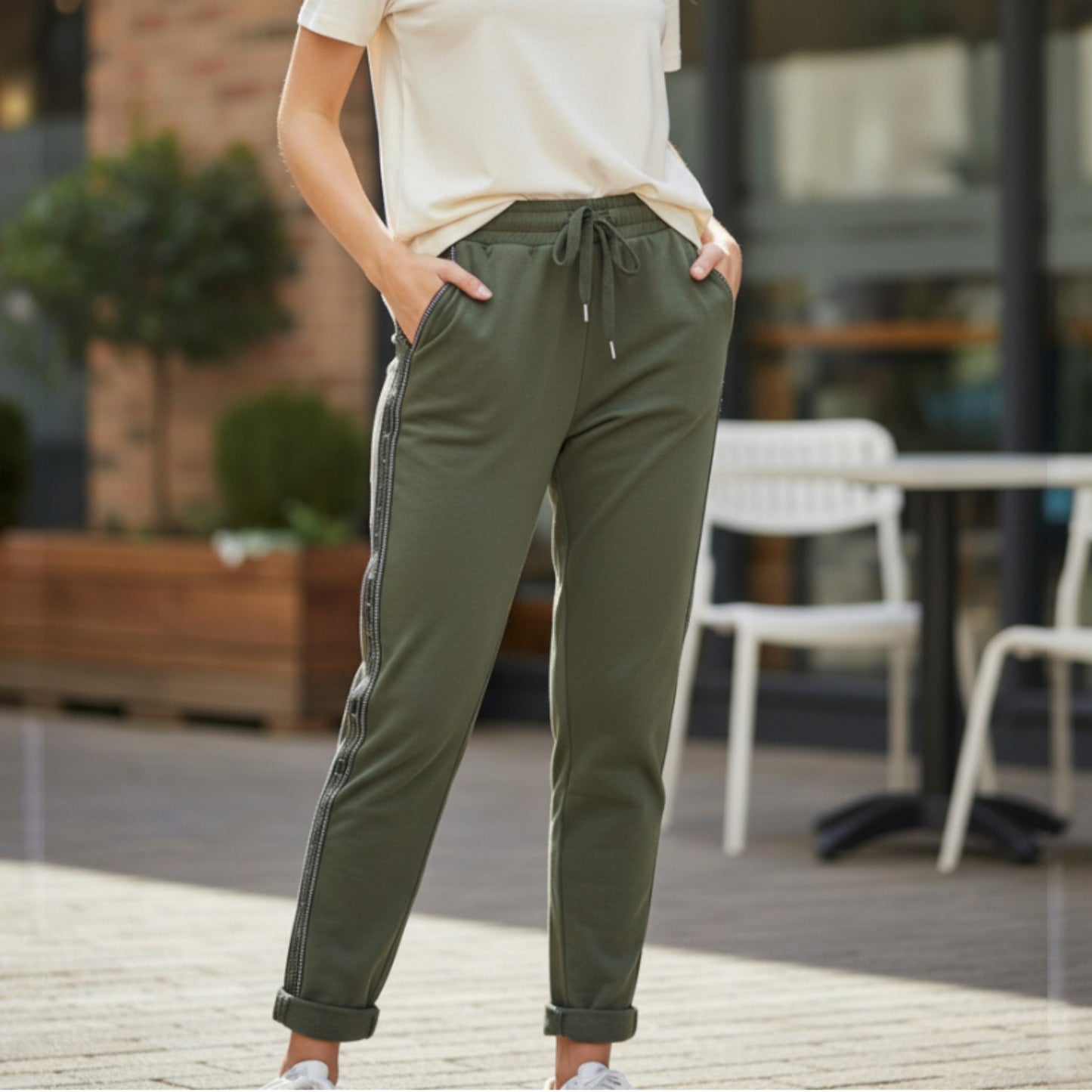 KALI COTTON ELASTANE SIDE TRIM PANTS