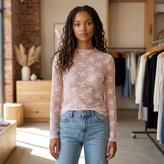 DAPHNE LACE HIGH NECK TOP