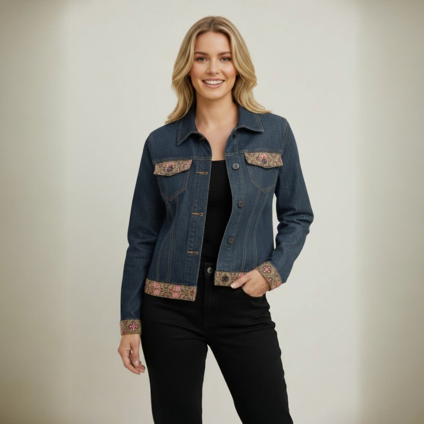 LIGHTWEIGHT SUMMER DENIM TRIM JACKET