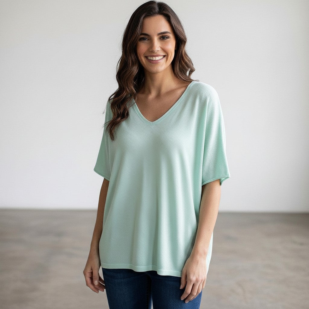 HANNAH SOFT COTTON MIX KNIT TOP
