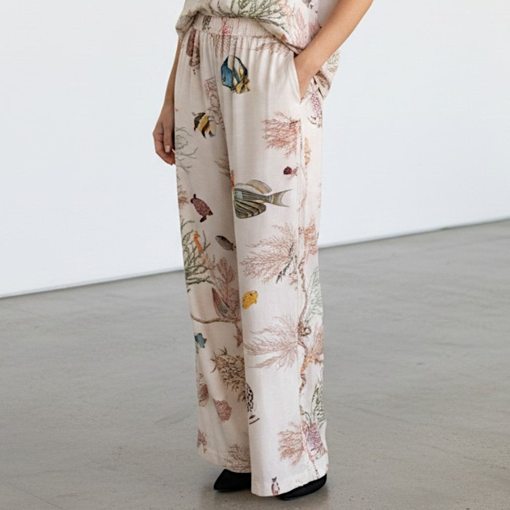 EDITH SILK MIX PRINTED PANTS