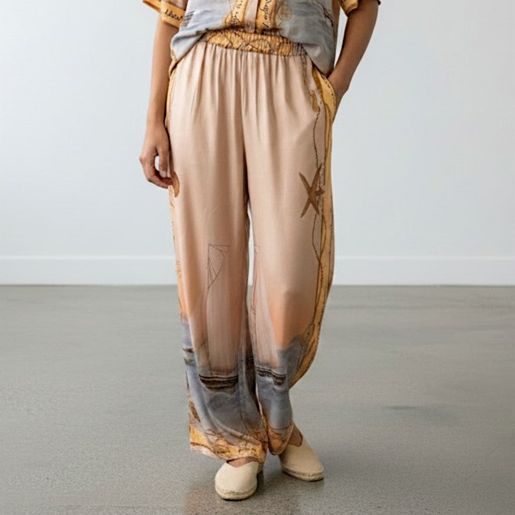 JANE SILK MIX PRINTED PANTS