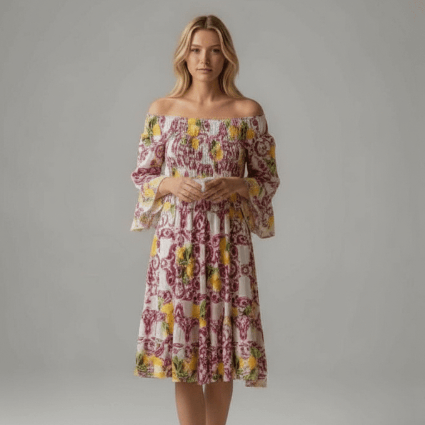 ALLEGRA SOFT VISCOSE PEASANT DRESS