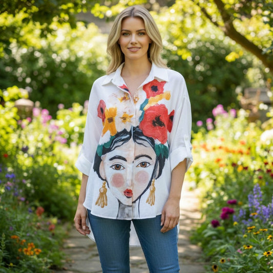 BLANCHE LINEN MIX PRINTED SHIRT