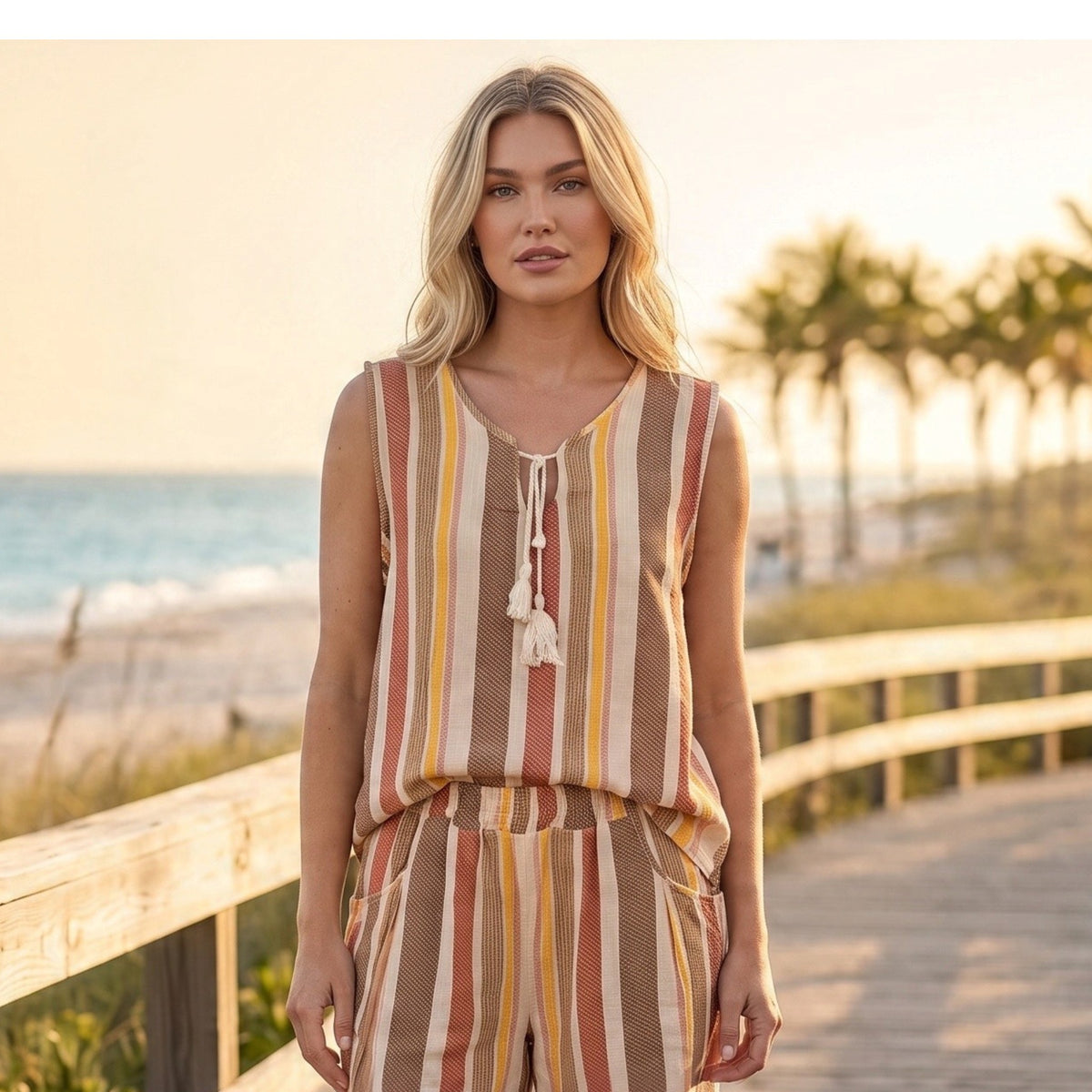 MAISIE COTTON STRIPE VEST TOP