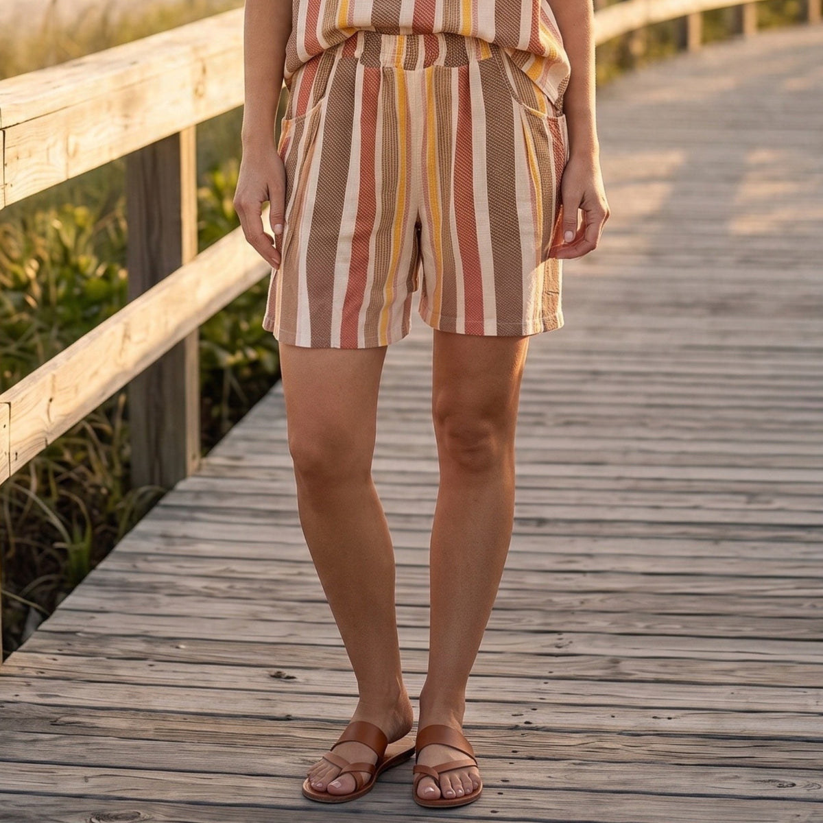 HATTIE COTTON STRIPE CAPRI PANTS