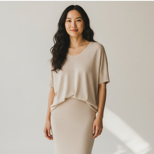 NATHALIA SOFT KNIT LINEN BLEND TOP