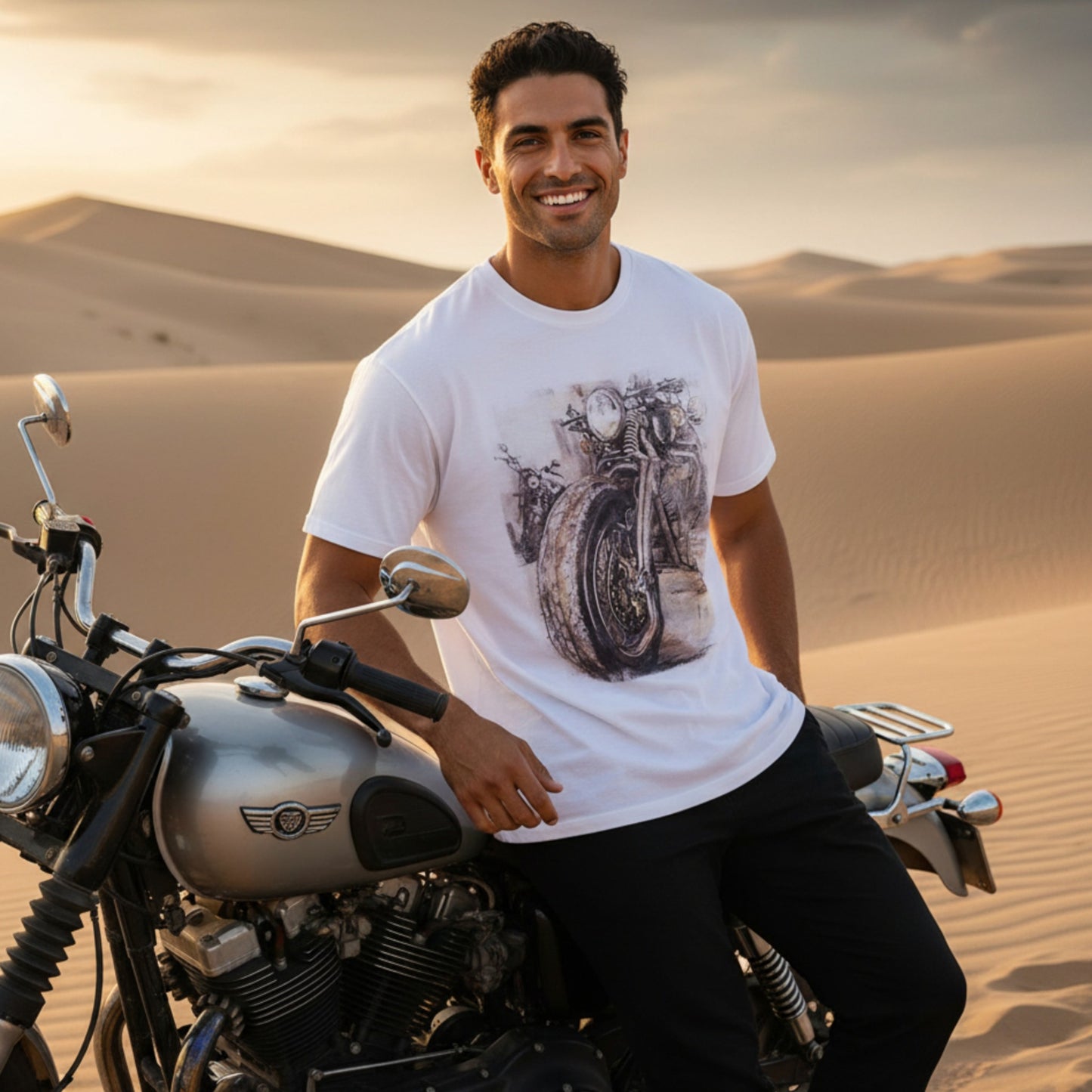 ALESSIO MOTORCYCLE PRINT T-SHIRT