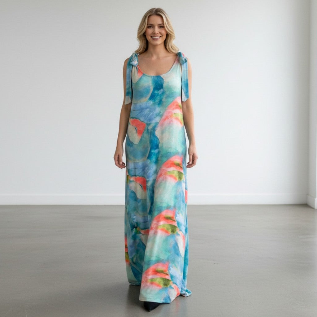 LAVINIA VISCOSE PRINTED LONG DRESS