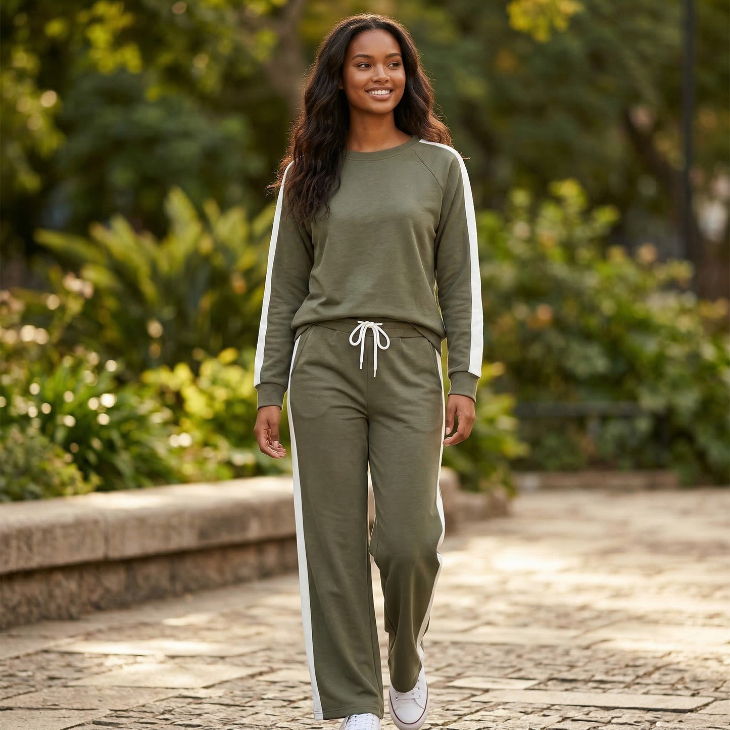 ALICIA SOFT KNIT STRIPE TRACKSUIT SET