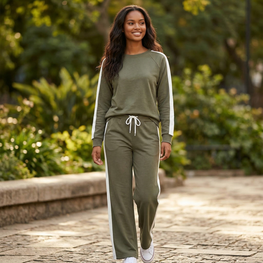 ALICIA SOFT KNIT STRIPE TRACKSUIT SET