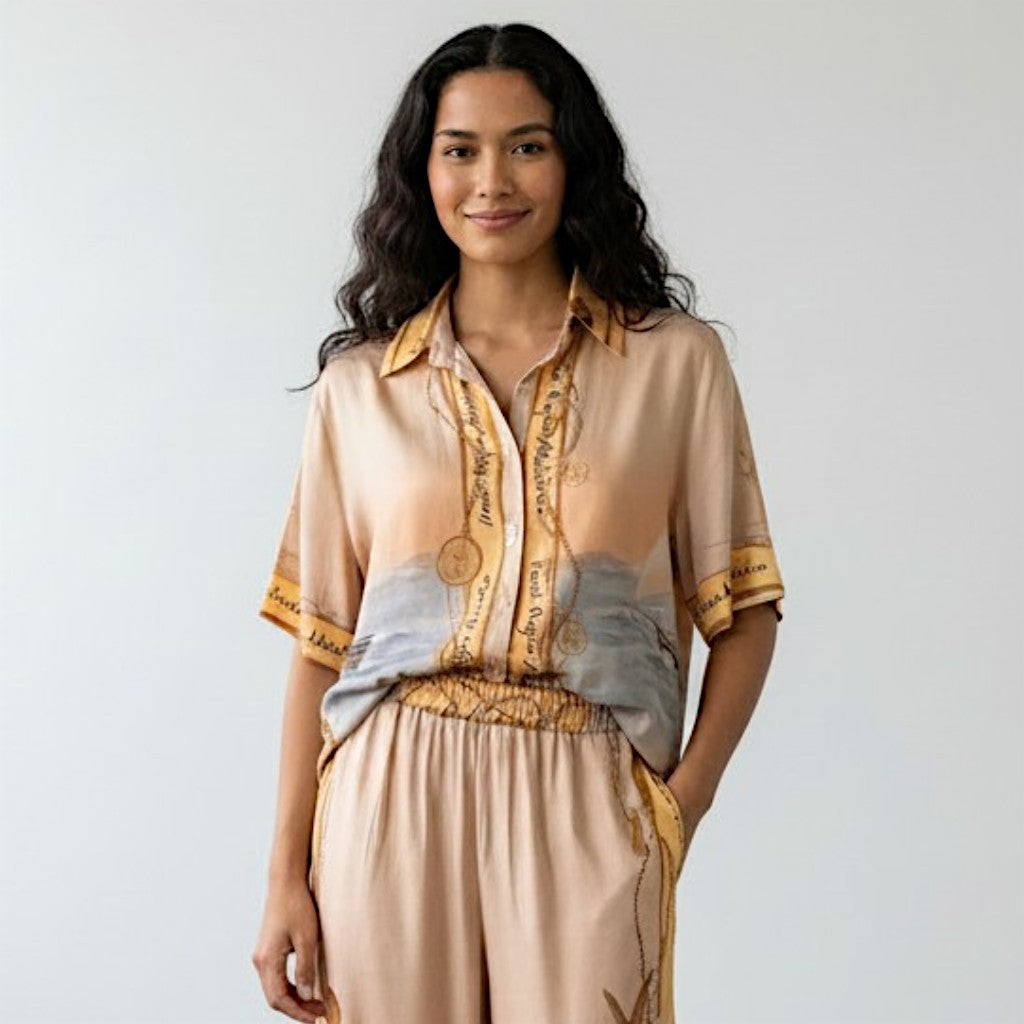 AGNES SILK MIX PRINTED SHIRT