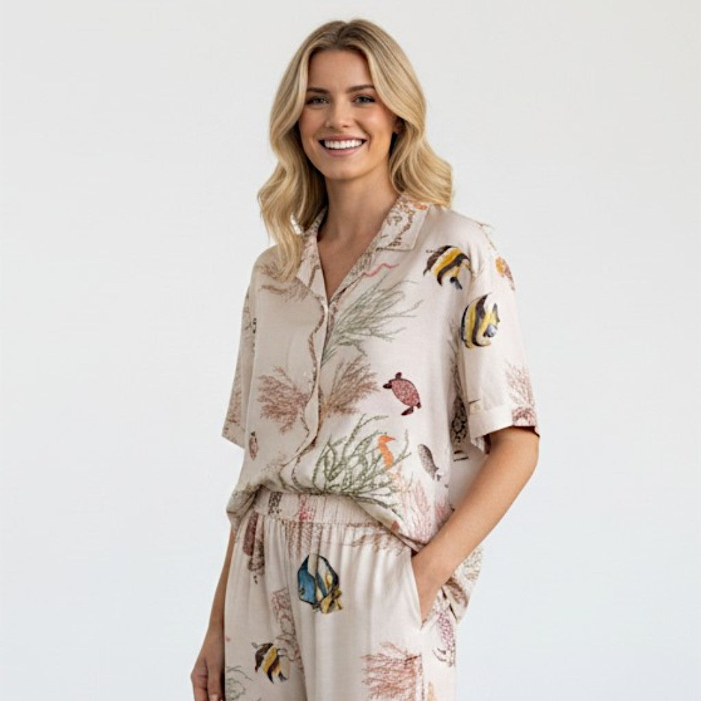 FLORA SILK MIX PRINTED SHIRT