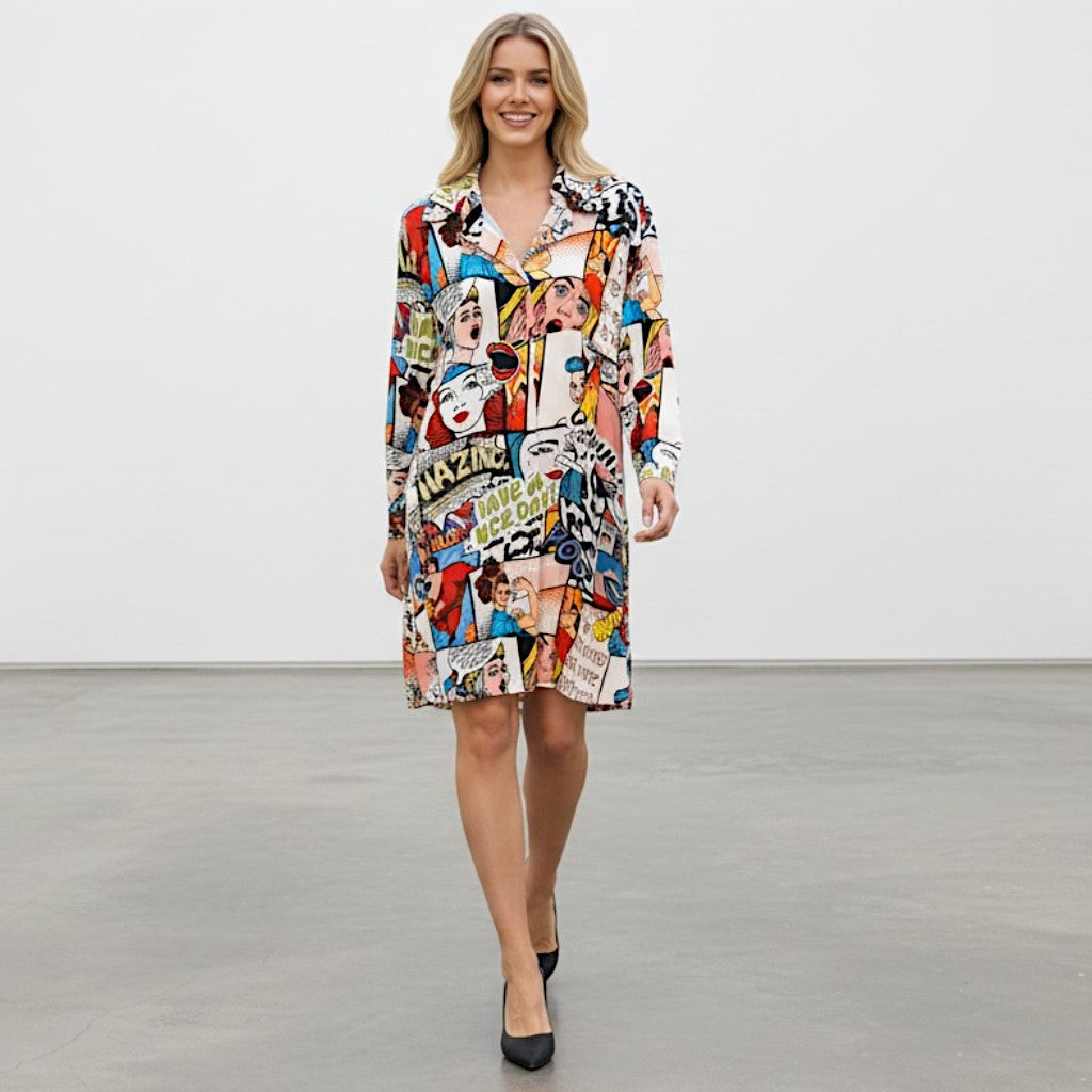 THERESA VISCOSE PRINTED SHIRT  DRESS