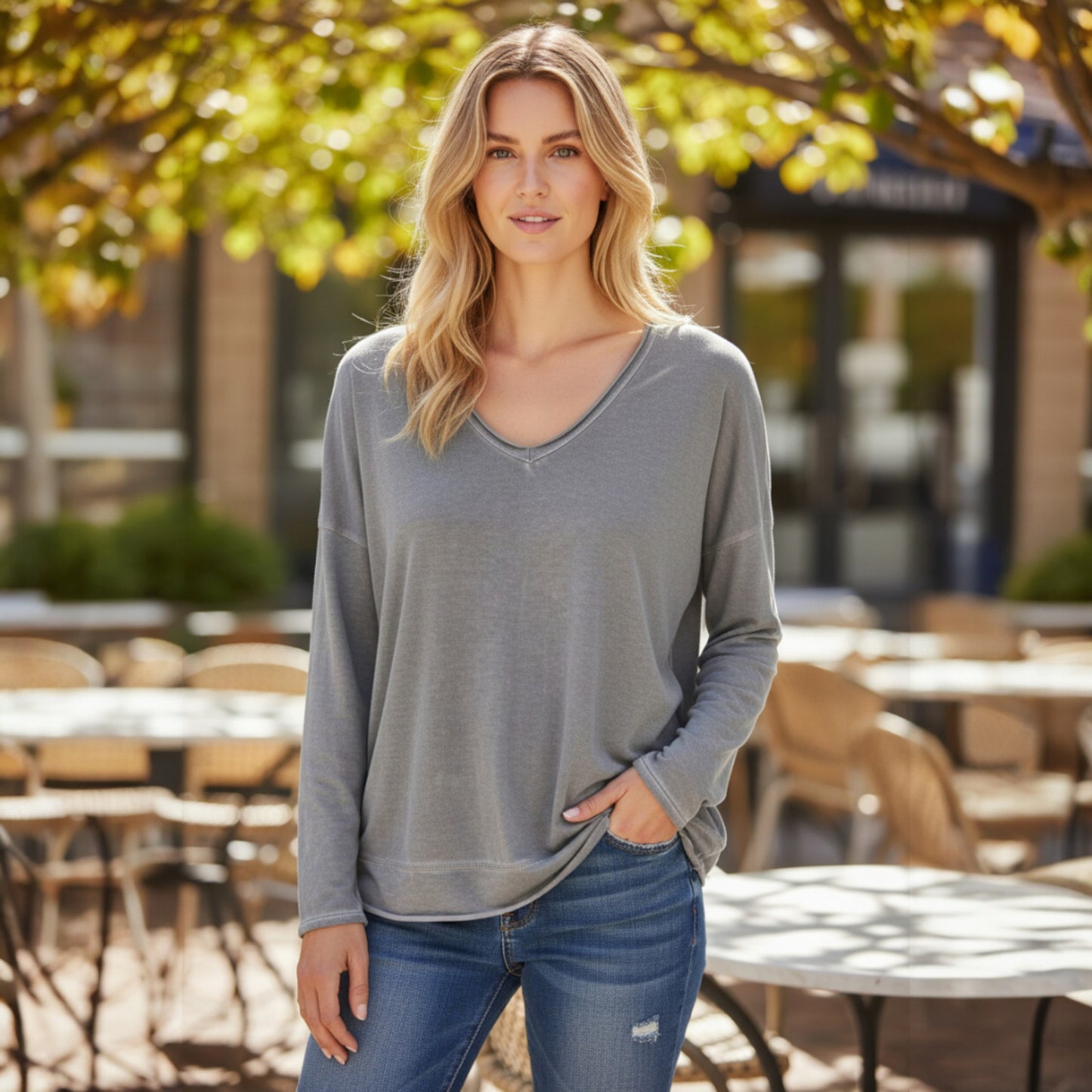 RYLIE COTTON ELASTANE ROUND NECK TOP