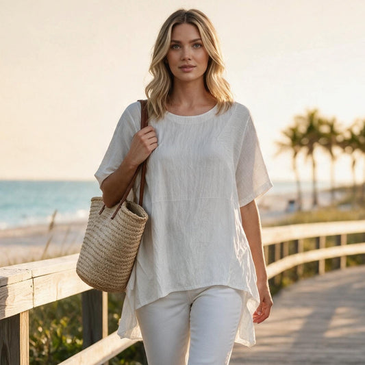 CLEMINTINE SILKY TENCEL BLEND ASYMMETRIC TUNIC